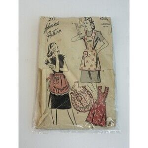 Apron Pattern Vintage 40s Advance 4054 Size Med 16-18 Sewing Pattern